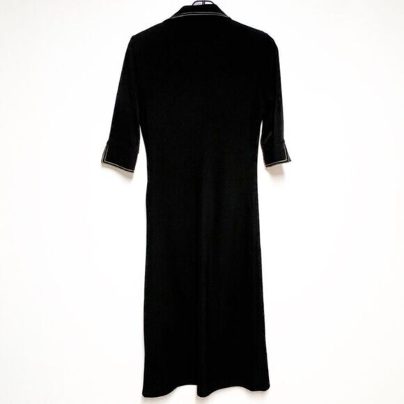 Very Rare Aline Made In Israel Black Assymetrical Snap Sheath Dress Sz 1 Small - Picture 3 of 7